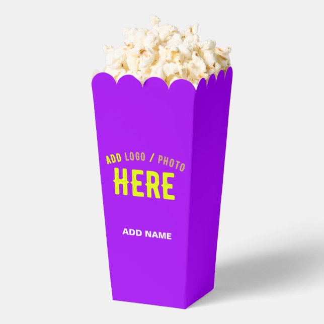 STYLISH MODERN CUSTOMIZABLE VIOLET BRANDED POPCORN FAVOUR BOX (Popped)