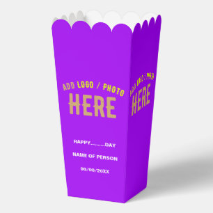 STYLISH MODERN CUSTOMIZABLE VIOLET BRANDED POPCORN FAVOUR BOX