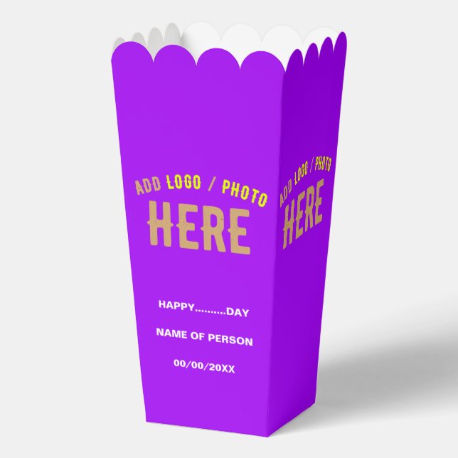 STYLISH MODERN CUSTOMIZABLE VIOLET BRANDED POPCORN FAVOUR BOX (Front)