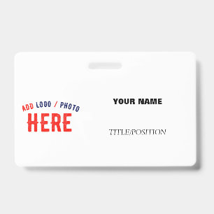 STYLISH MODERN CUSTOMIZABLE WHITE BRAND METAL CLIP ID BADGE