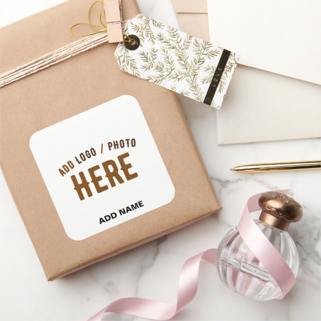 STYLISH MODERN CUSTOMIZABLE WHITE BRANDED GIFTING SQUARE STICKER (Gifting)