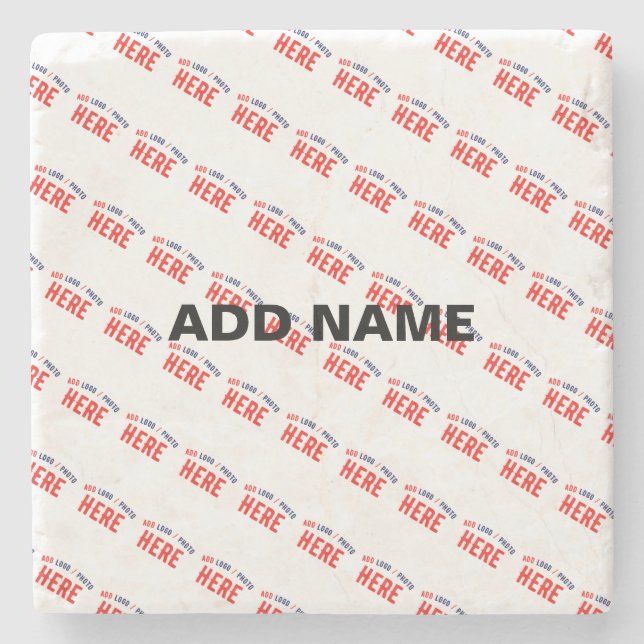 STYLISH MODERN CUSTOMIZABLE WHITE VERIFIED BRAND STONE COASTER (Front)
