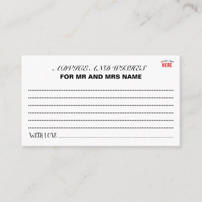 STYLISH MODERN CUSTOMIZABLE WHITE VERIFIED BRANDED ADVICE CARD (Front)
