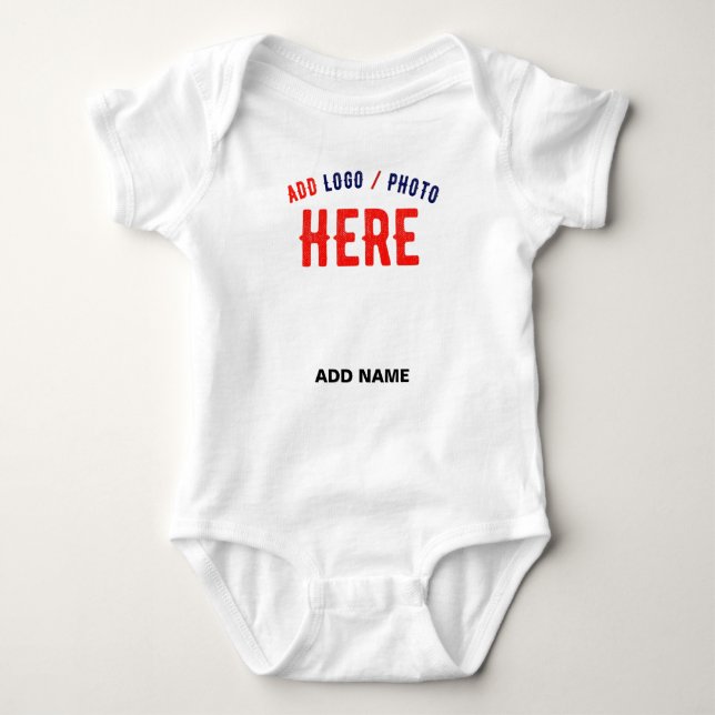 STYLISH MODERN CUSTOMIZABLE WHITE VERIFIED BRANDED BABY BODYSUIT (Front)