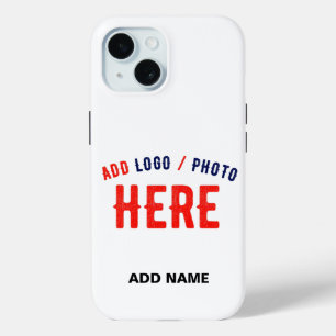 STYLISH MODERN CUSTOMIZABLE WHITE VERIFIED BRANDED iPhone 15 CASE