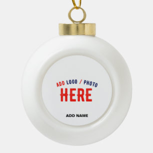 STYLISH MODERN CUSTOMIZABLE WHITE VERIFIED BRANDED CERAMIC BALL CHRISTMAS ORNAMENT