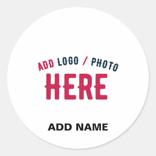 STYLISH MODERN CUSTOMIZABLE WHITE VERIFIED BRANDED CLASSIC ROUND STICKER (Front)
