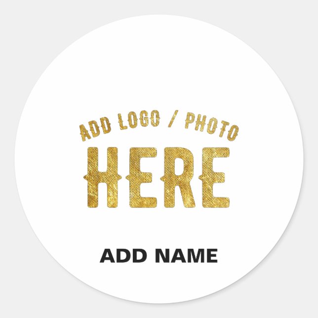 STYLISH MODERN CUSTOMIZABLE WHITE VERIFIED BRANDED CLASSIC ROUND STICKER (Front)