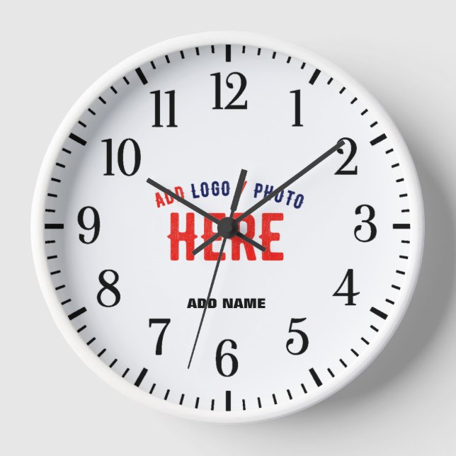 STYLISH MODERN CUSTOMIZABLE WHITE VERIFIED BRANDED CLOCK (Front)
