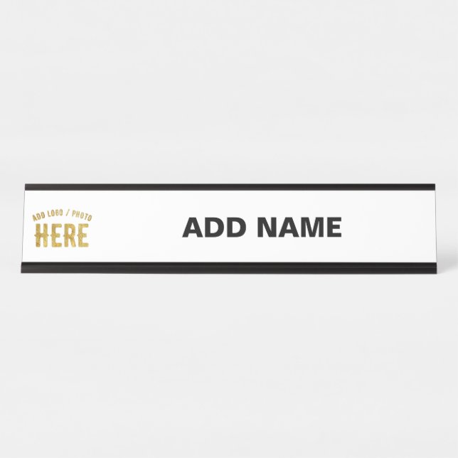 STYLISH MODERN CUSTOMIZABLE WHITE VERIFIED BRANDED DESK NAME PLATE (Front)