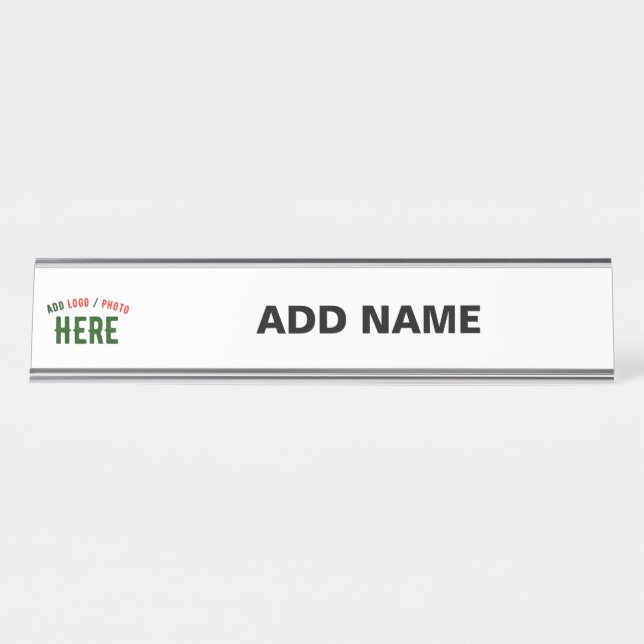 STYLISH MODERN CUSTOMIZABLE WHITE VERIFIED BRANDED DESK NAME PLATE (Front)