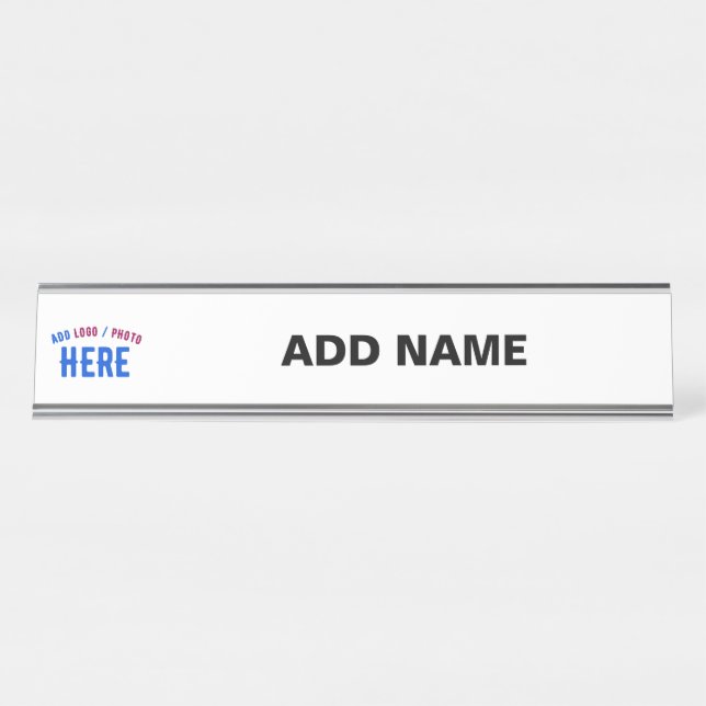STYLISH MODERN CUSTOMIZABLE WHITE VERIFIED BRANDED DESK NAME PLATE (Front)