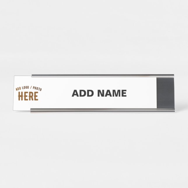 STYLISH MODERN CUSTOMIZABLE WHITE VERIFIED BRANDED DESK NAME PLATE (Front)