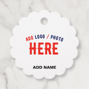 STYLISH MODERN CUSTOMIZABLE WHITE VERIFIED BRANDED FAVOUR TAGS