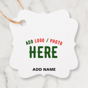 STYLISH MODERN CUSTOMIZABLE WHITE VERIFIED BRANDED FAVOUR TAGS