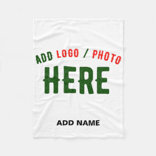 STYLISH MODERN CUSTOMIZABLE WHITE VERIFIED BRANDED FLEECE BLANKET