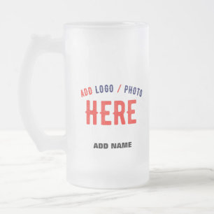 STYLISH MODERN CUSTOMIZABLE WHITE VERIFIED BRANDED FROSTED GLASS BEER MUG