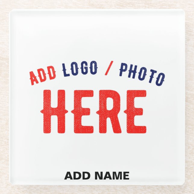 STYLISH MODERN CUSTOMIZABLE WHITE VERIFIED BRANDED GLASS COASTER (Front)