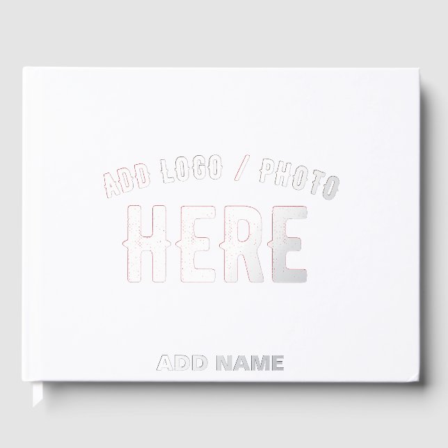 STYLISH MODERN CUSTOMIZABLE WHITE VERIFIED BRANDED GUEST BOOK (Front)