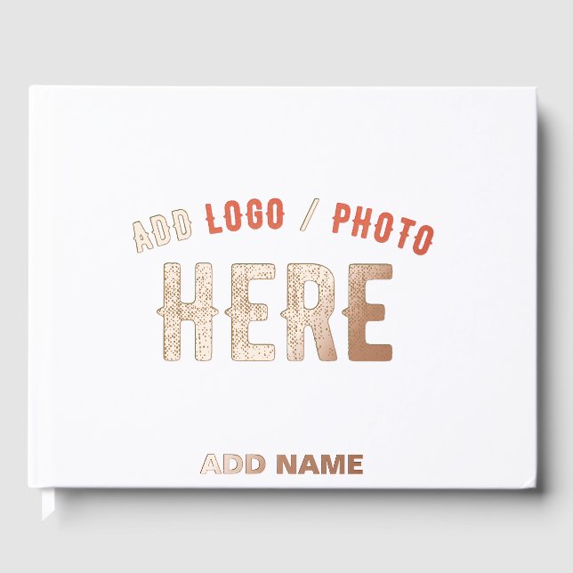 STYLISH MODERN CUSTOMIZABLE WHITE VERIFIED BRANDED GUEST BOOK (Front)