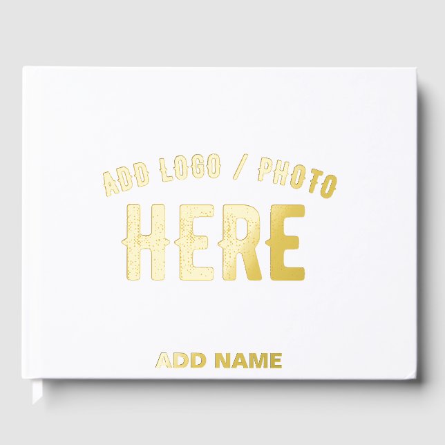 STYLISH MODERN CUSTOMIZABLE WHITE VERIFIED BRANDED GUEST BOOK (Front)