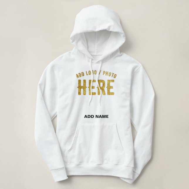 STYLISH MODERN CUSTOMIZABLE WHITE VERIFIED BRANDED HOODIE (Design Front)