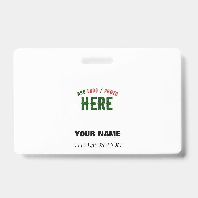 STYLISH MODERN CUSTOMIZABLE WHITE VERIFIED BRANDED ID BADGE (Front)