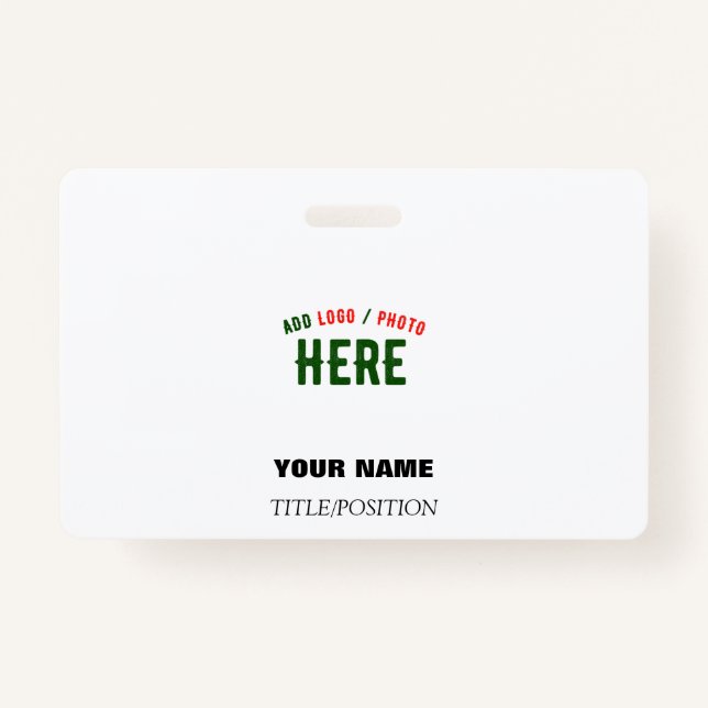 STYLISH MODERN CUSTOMIZABLE WHITE VERIFIED BRANDED ID BADGE (Front)