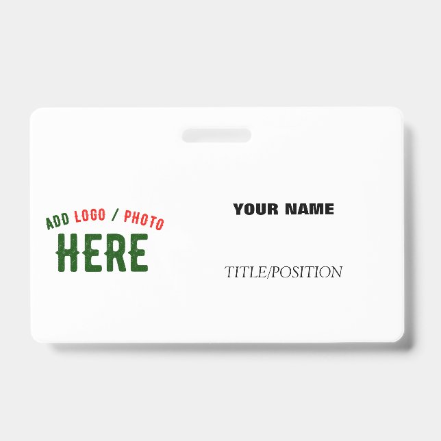 STYLISH MODERN CUSTOMIZABLE WHITE VERIFIED BRANDED ID BADGE (Front)