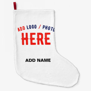 STYLISH MODERN CUSTOMIZABLE WHITE VERIFIED BRANDED LARGE CHRISTMAS STOCKING