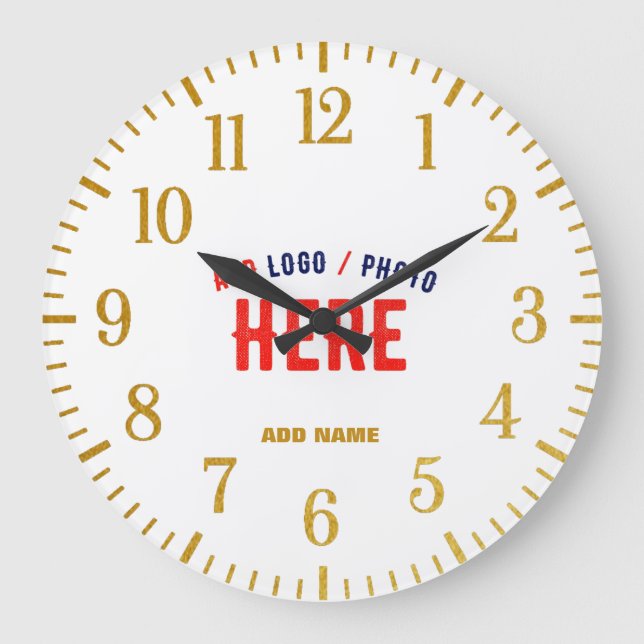 STYLISH MODERN CUSTOMIZABLE WHITE VERIFIED BRANDED LARGE CLOCK (Front)
