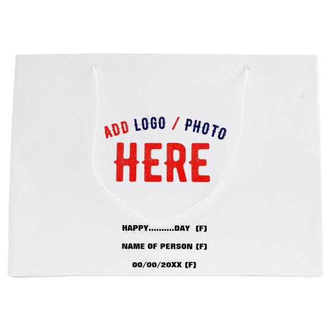 STYLISH MODERN CUSTOMIZABLE WHITE VERIFIED BRANDED LARGE GIFT BAG (Front)