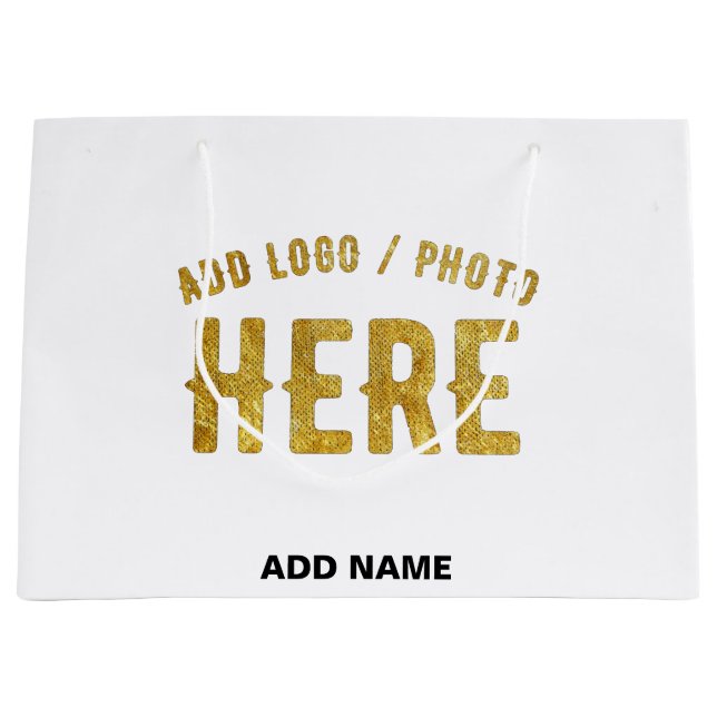 STYLISH MODERN CUSTOMIZABLE WHITE VERIFIED BRANDED LARGE GIFT BAG (Front)