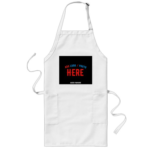 STYLISH MODERN CUSTOMIZABLE WHITE VERIFIED BRANDED LONG APRON (Front)