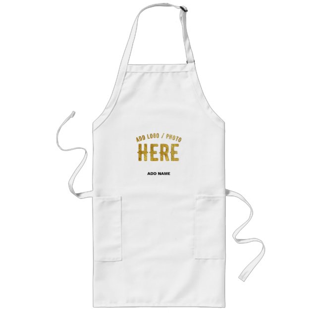 STYLISH MODERN CUSTOMIZABLE WHITE VERIFIED BRANDED LONG APRON (Front)