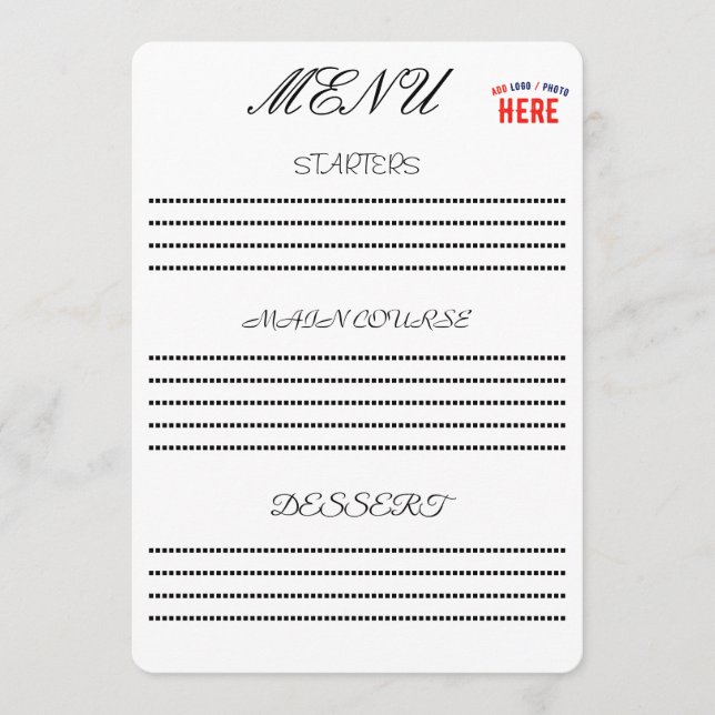 STYLISH MODERN CUSTOMIZABLE WHITE VERIFIED BRANDED MENU (Front)
