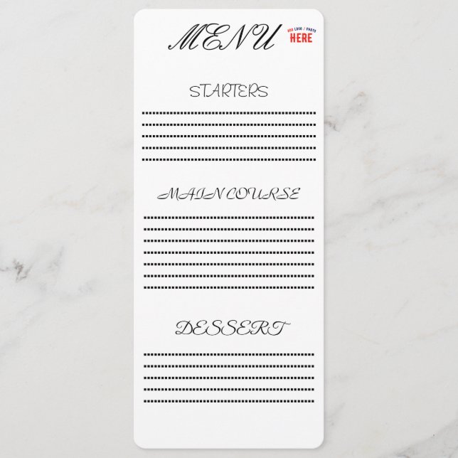 STYLISH MODERN CUSTOMIZABLE WHITE VERIFIED BRANDED MENU (Front)
