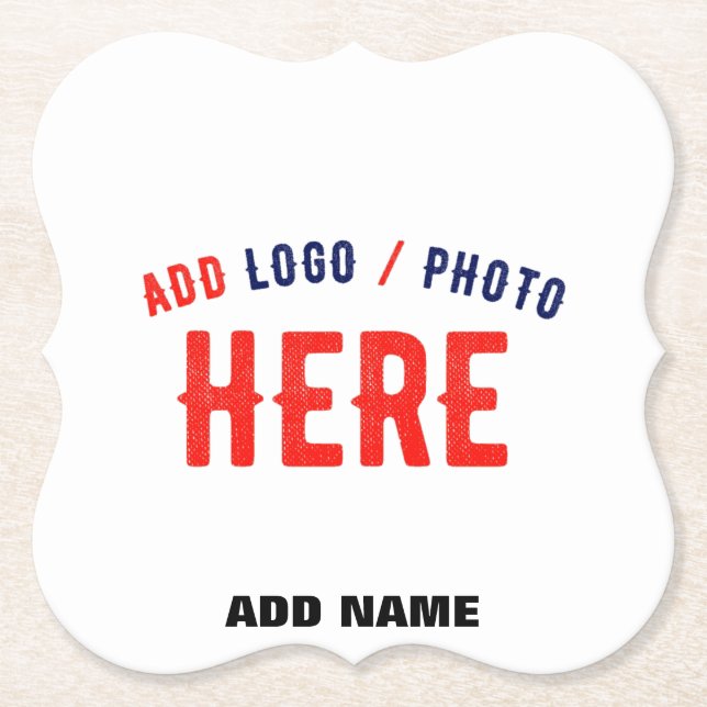 STYLISH MODERN CUSTOMIZABLE WHITE VERIFIED BRANDED PAPER COASTER (Front)