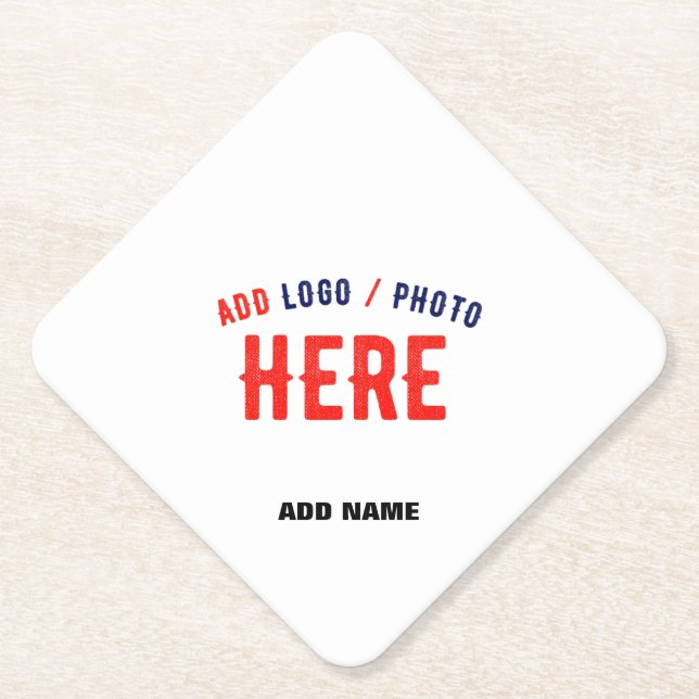 STYLISH MODERN CUSTOMIZABLE WHITE VERIFIED BRANDED PAPER COASTER (Front)
