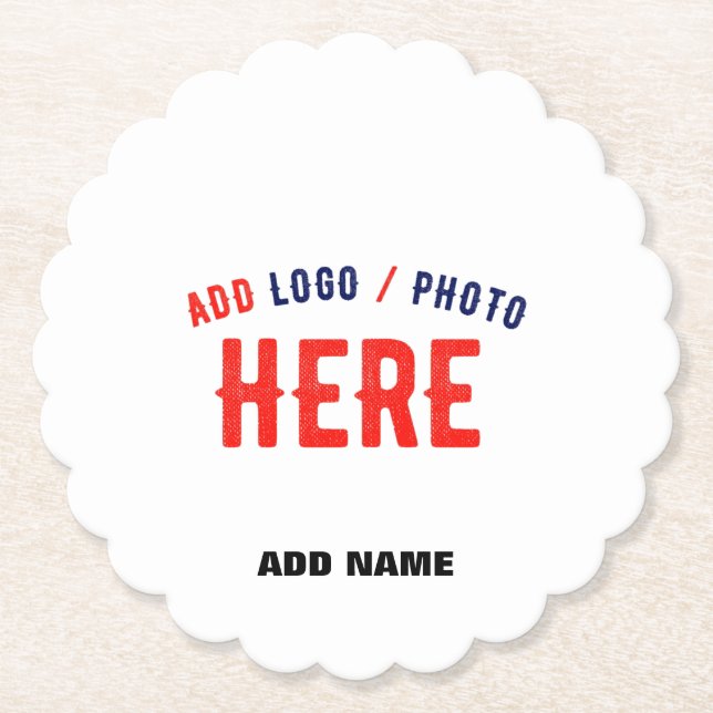 STYLISH MODERN CUSTOMIZABLE WHITE VERIFIED BRANDED PAPER COASTER (Front)