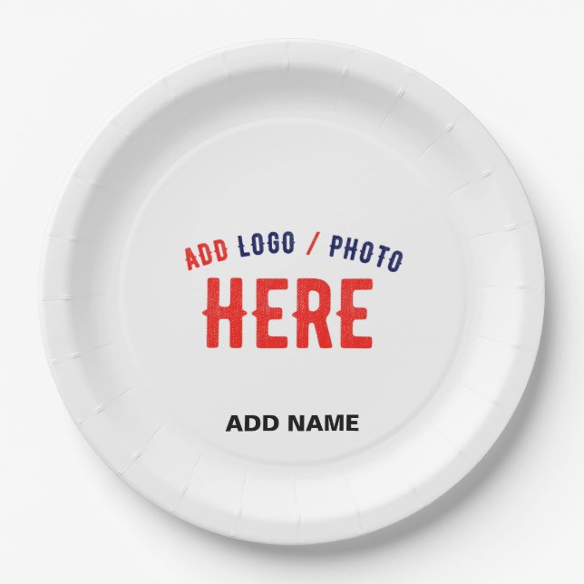 STYLISH MODERN CUSTOMIZABLE WHITE VERIFIED BRANDED PAPER PLATE (Front)