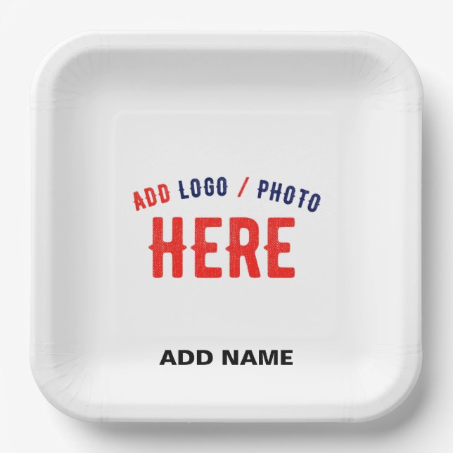 STYLISH MODERN CUSTOMIZABLE WHITE VERIFIED BRANDED PAPER PLATE (Front)