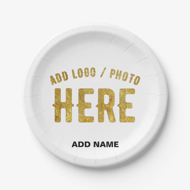 STYLISH MODERN CUSTOMIZABLE WHITE VERIFIED BRANDED PAPER PLATE (Front)