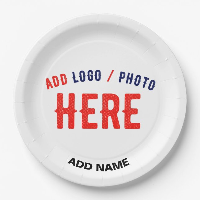 STYLISH MODERN CUSTOMIZABLE WHITE VERIFIED BRANDED PAPER PLATE (Front)