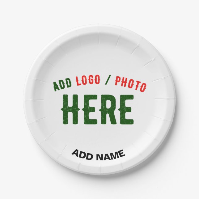 STYLISH MODERN CUSTOMIZABLE WHITE VERIFIED BRANDED PAPER PLATE (Front)