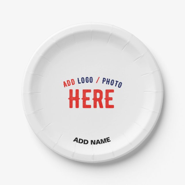 STYLISH MODERN CUSTOMIZABLE WHITE VERIFIED BRANDED PAPER PLATE (Front)
