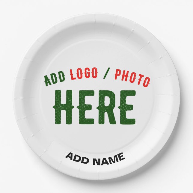 STYLISH MODERN CUSTOMIZABLE WHITE VERIFIED BRANDED PAPER PLATE (Front)