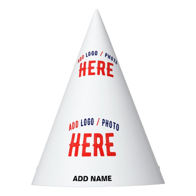 STYLISH MODERN CUSTOMIZABLE WHITE VERIFIED BRANDED PARTY HAT (Front)