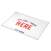 STYLISH MODERN CUSTOMIZABLE WHITE VERIFIED BRANDED PLACEMAT (On Table)