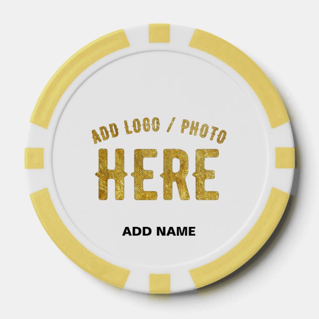 STYLISH MODERN CUSTOMIZABLE WHITE VERIFIED BRANDED POKER CHIPS (Front)
